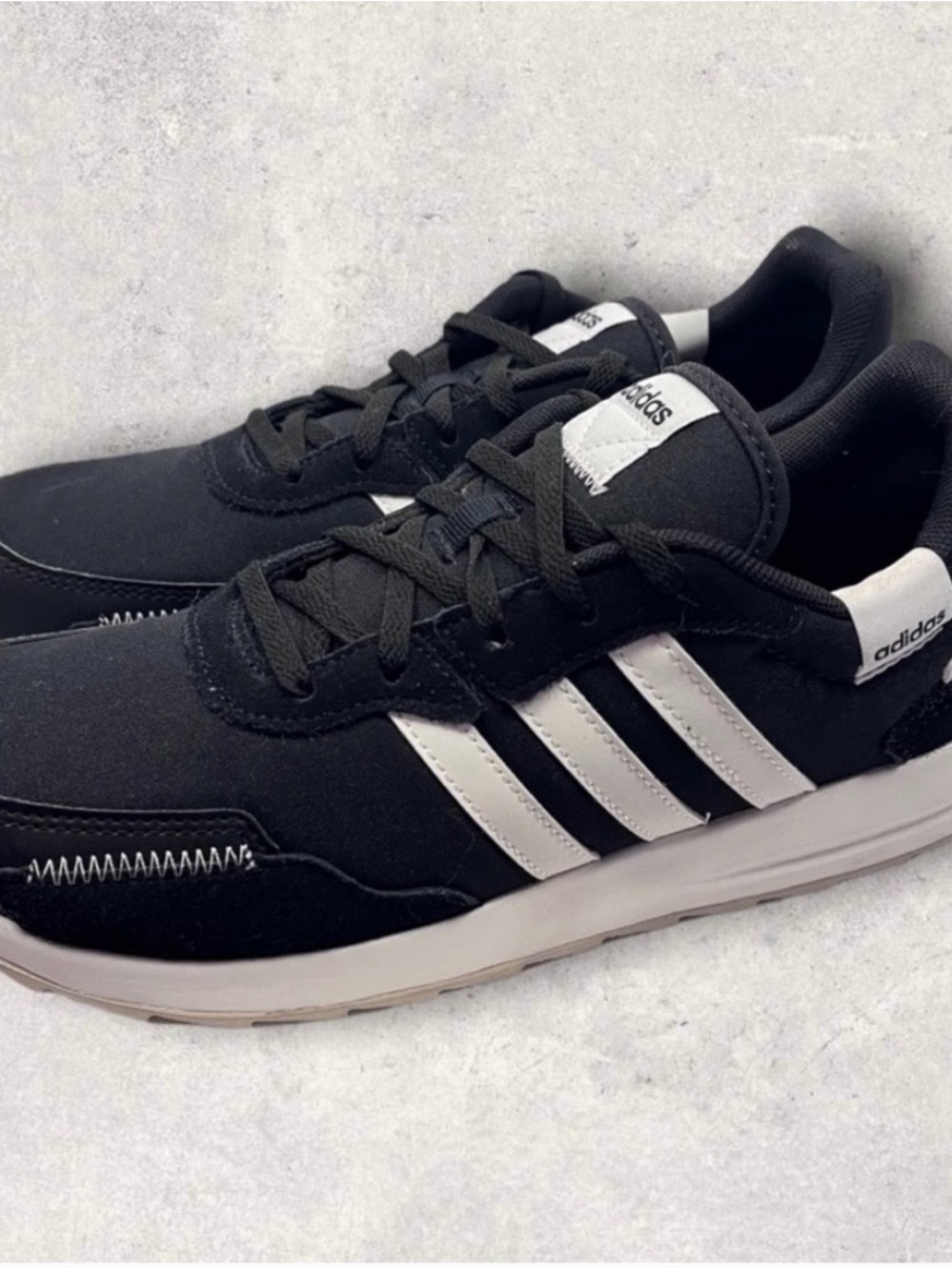 adidas Black Athletic Sneakers with White Stripes